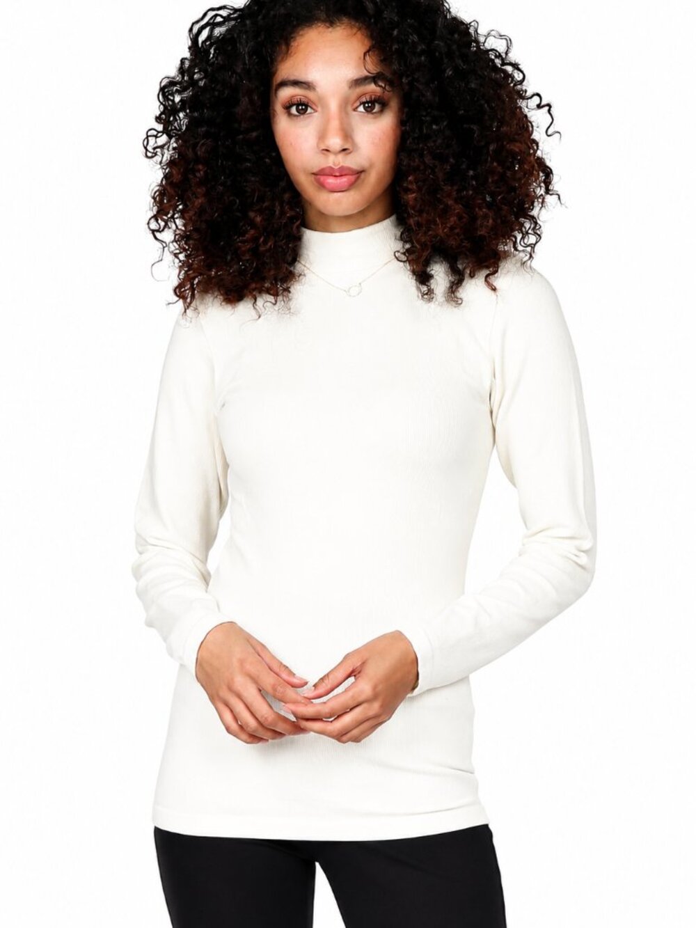 M. Rena Warm Ribbed Turtle Neck Long Sleeve Pullover Casual Tee Top. One Size - Picture 1 of 10